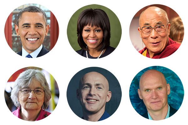 巴拉克·奥巴马、米歇尔·奥巴马、达赖喇嘛、凯瑟琳·帕特森、安迪·普迪康比、安东尼·多尔